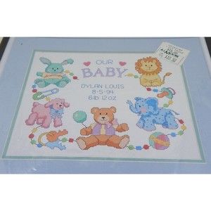 Dimensions No Count Cross Stitch Kit Our Baby Birth Record New 1993